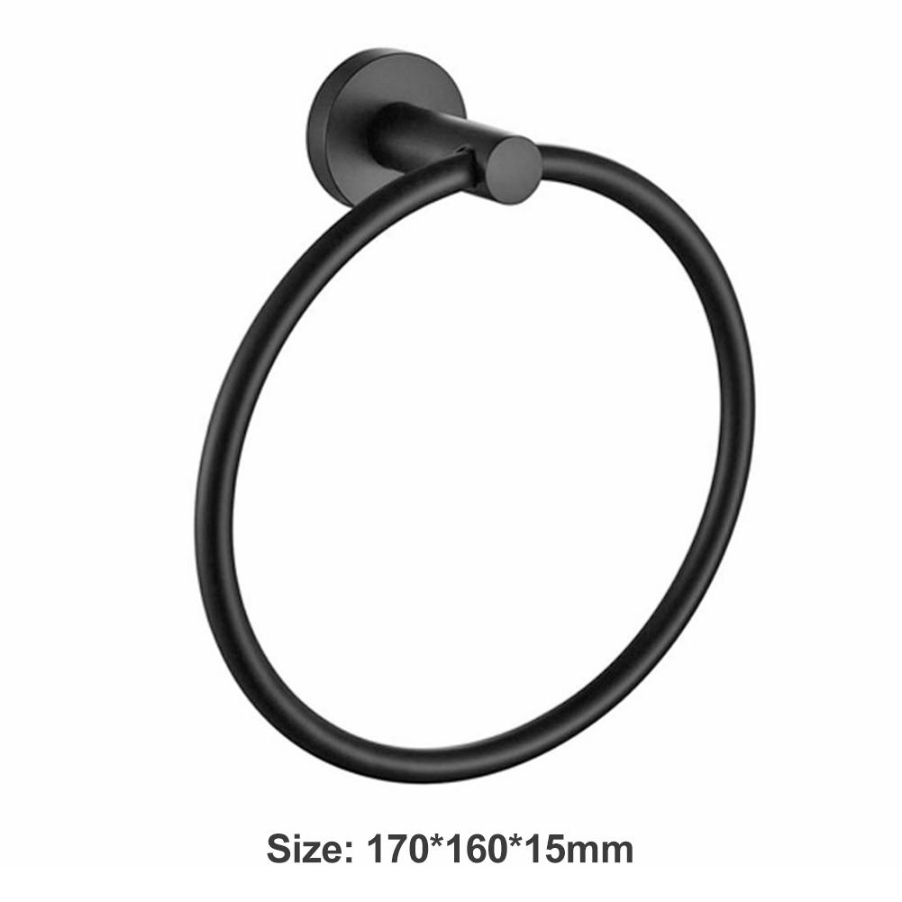 Anti-rust Towel Ring Stainless Steel Wall Hanging Rack Matte Black Clothes Holder Bathroom Supporter Hardware Accessories