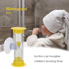 2/3min Creative Plastic Hourglasses with Suction Cup Teeth Brushing Sandglass Timer Children Time Toys Gift Home Decoration