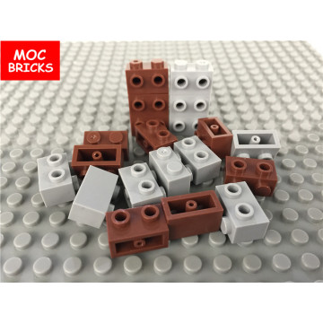 10pcs/lot MOC Bricks Light gray & Brown 1x2 modified brick studs on 1 side fit with 11211 Building Blocks DIY Toys kids gifts