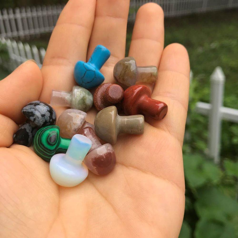 Natural crystal stone mixed Gemstone Crystal Mushroom Carving For Decoration