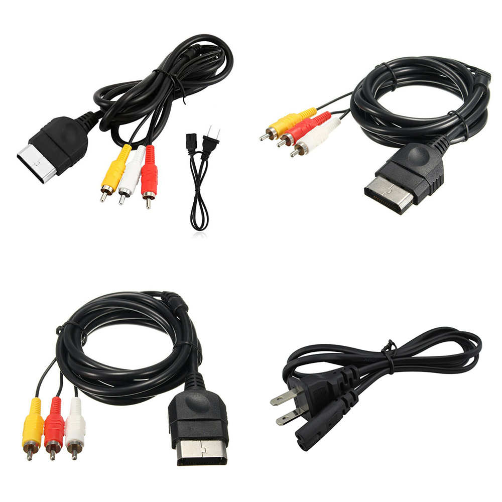 For Sega Dreamcast/PS1/PS2 1.8M AV Cable & AC Power Cord XBOX Original Audio Video Cable (A/V Audio Video, Adapter Supply)