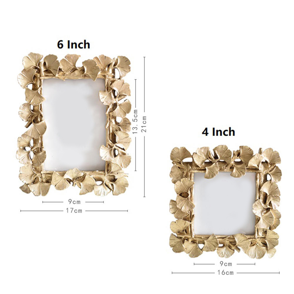 4/6 Inch Creative Resin Golden Ginkgo Leaf Frame Vintage Photo Frame Retro Resin Photo Frame Wedding Home Decor