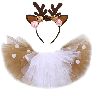 Christmas Deer Tutu Skirt for Girls Kids Reindeer Costume Toddler Baby Girl Deer Skirt Halloween Children Outfits for Birthday