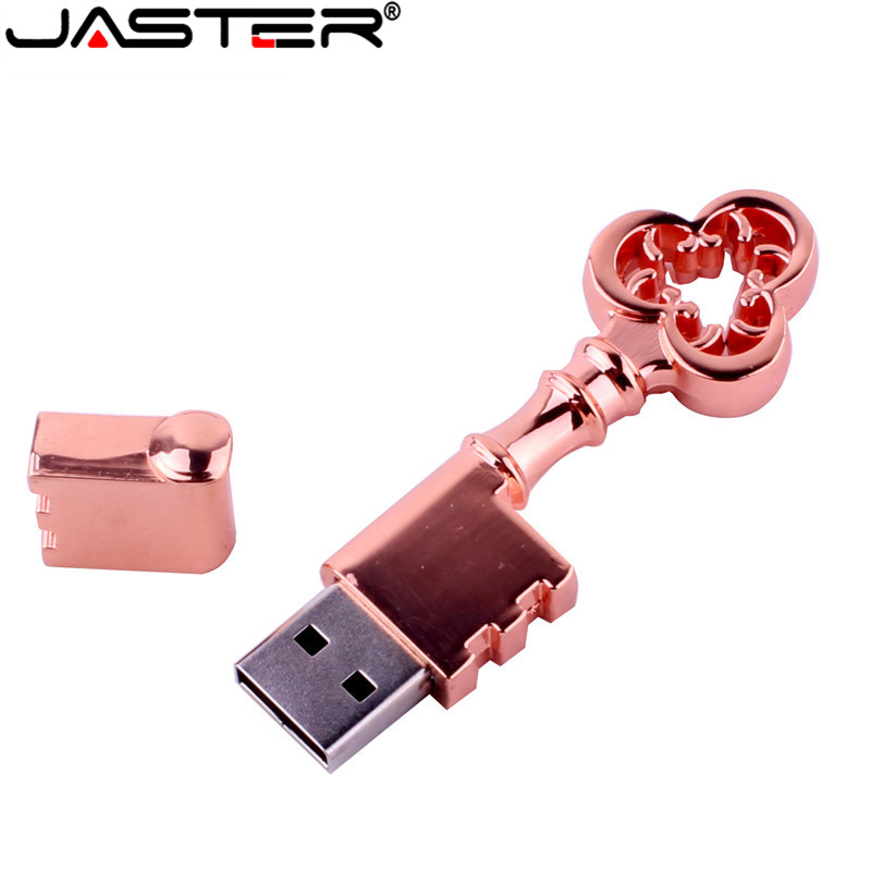 JASTER metal rose gold USB Flash Drive USB stick Key Genuine golden pendrive 4gb 8gb 16gb 32gb 64GB Thumb Stick memory stick