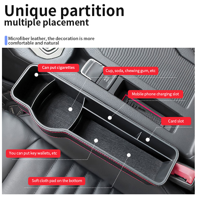 Car Seat Gap Organizer Auto Seat Crevice Storage Box Interior Seat Side Pockets Storage Bag for Key Sunglasses Card Phone Holder