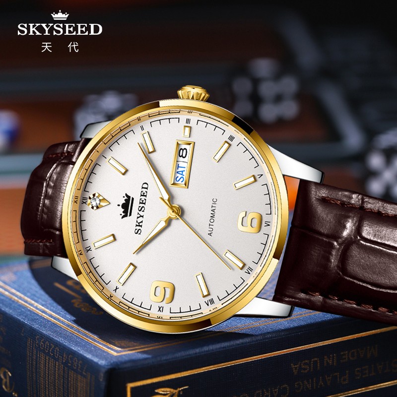 SKYSEED Automatic mechanical real diamond formal wear watch