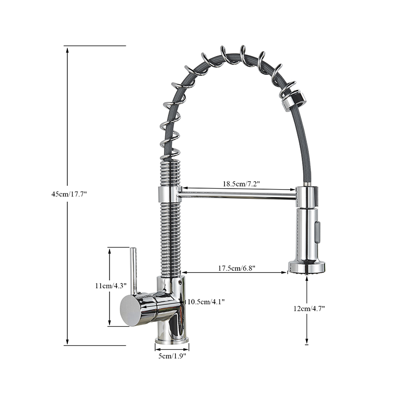 Senlesen Chrome Brass Kitchen Faucet Spring Hose Double Spout Pull Down Single Handle Vessel Sink Kitchen Mixer Taps