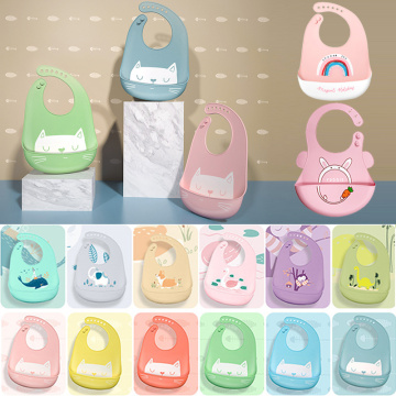 Baby Bibs Waterproof Silicone Feeding Saliva Towel Newborn Cartoon Aprons Toddle Boys Girls Adjustable Different Styles of Bibs