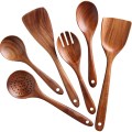 7 PCS Teak Wooden Kitchen Cooking Utensils Non-Stick Spoons and Spatula Cookware for Home and Kitchen