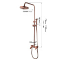 JIENI Antique Copper Bathroom Shower Set Rainfall Shower Head Bath Shower Mixer Set 3 Functions W/Hand Shower Tap Faucet