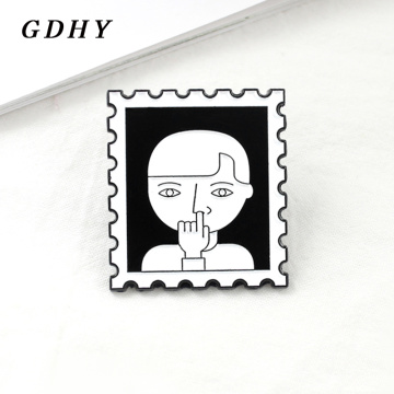 GDHY Creative Photo Boy Brooch Black White Stamp Mushroom Head Boy Dig nostrils Enamel Pins For Kids Hat Denim Pins Badge Broche