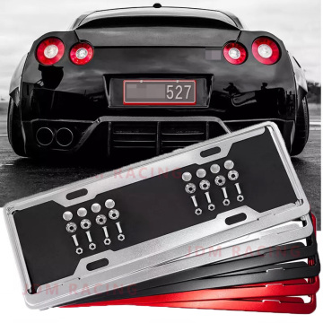 2pcs Universal Aluminum License Plate Frame Tag Cover Holder For Auto Truck-red black silver Car Accessories