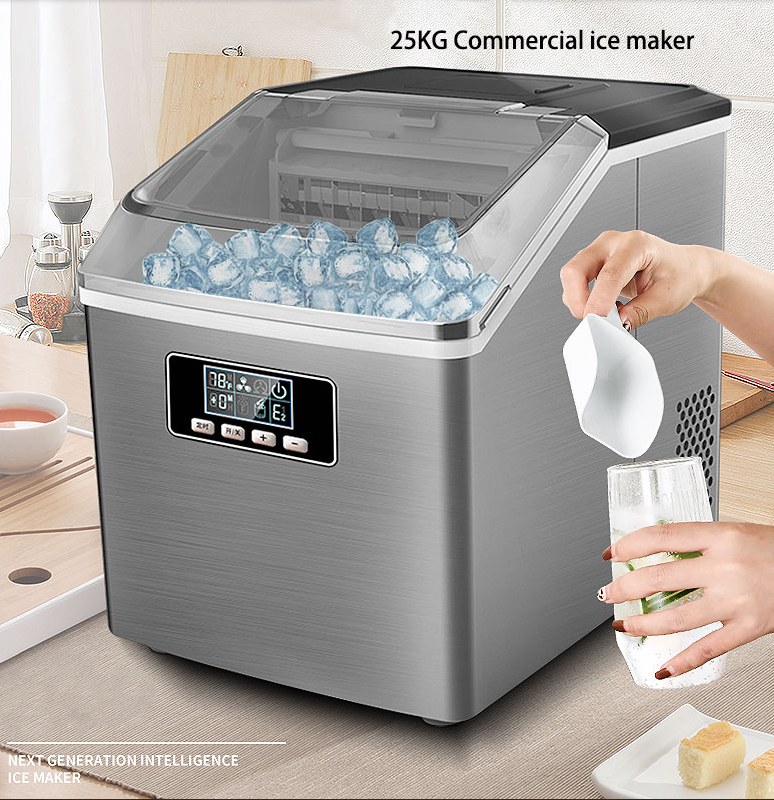 Ice maker 25KG Commercial milk tea shop small household bar square Ice making machine