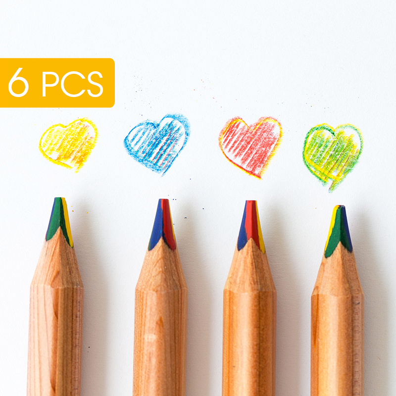 Marco 6pcs/set NEW Rainbow Color Pencil for kids 4 colors in 1 Andstal Non-toxic Color Pencils Colored Pencils for School