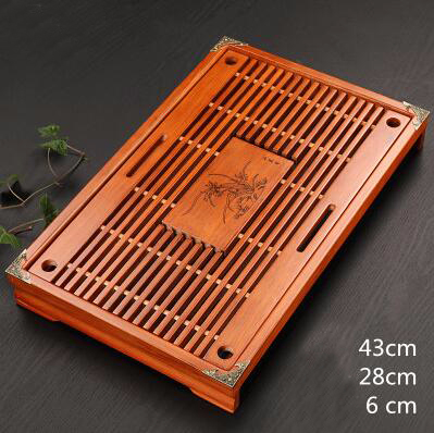 Solid Wooden Tea Tray Drainage water storage kung fu tea set with Drawer tea table Chinese tea room board ceremony tools