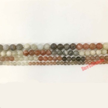 Natural White and Grey Moonstone Sunstone Round Gem Stone beads For Jewelry Making Diy Necklace Bracelet
