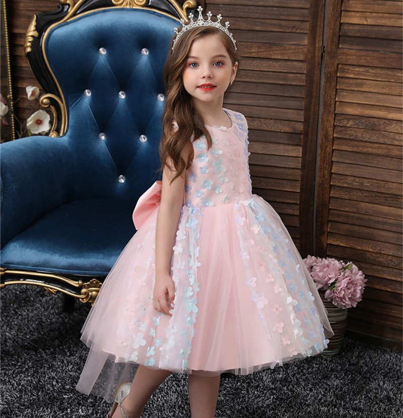 Flower Baby Girls Dress Lace Petal Wedding Party Dresses Formal First Communion Children Party Costumes Kids Baby Clothing