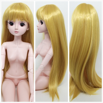 1/3 BJD Wig Brown Hair Makeup DIY Toys for Girl Fiber Long Hair Straight Bangs Wavy Wig for 22