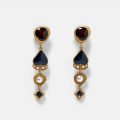Flatfoosie 2020 Black Crystal Drop Earrings For Women Boho Handmade Fringed Tassel Dangle Statement Wedding Resin Earrings Party