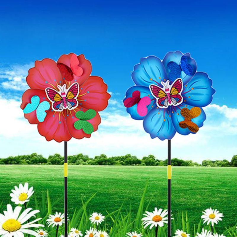 3D Butterfly Flower Windmill Colorful Wind Spinner Garden Yard Decoration Kids Toy Outdoor