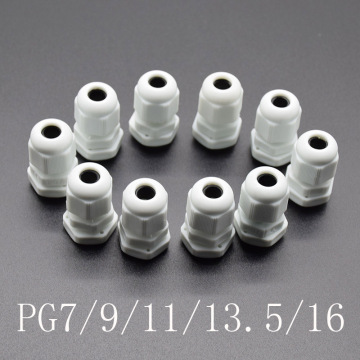 10pcs IP68 white PG7 PG9 PG11 PG13.5 PG16 for 3-6.5mm-14mm Wire Cable CE Waterproof Nylon Plastic Cable Gland Connector
