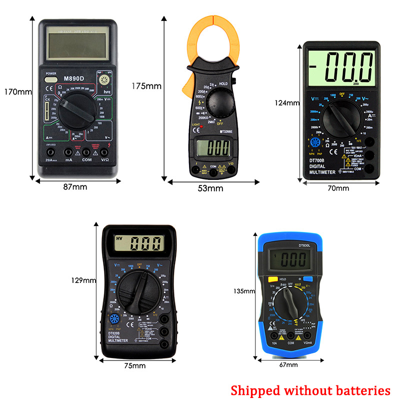 Junejour LCD Digital Portable Multimeter AC DC Ammeter Resistance Tester Series High Precision Handheld Multimeter