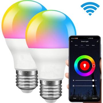 Multicolor Smart Wifi Led Bulb RGB Lamp E27 B22 Work with Alexa/Google Home RGB+White+Warm White Dimmable Timer Function Magic