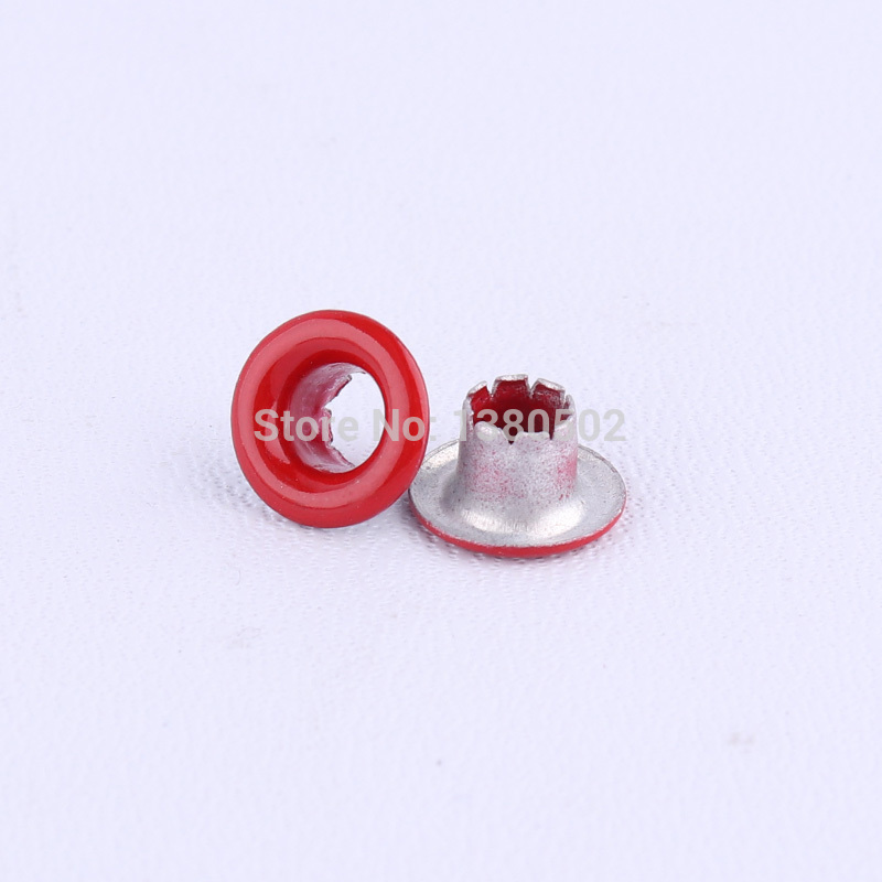 50pcs/lot red color9*5*5mm garment Eyelets round shape shoes Clothes decoration accessories Inner 5mm Eyelets Scrapbooking