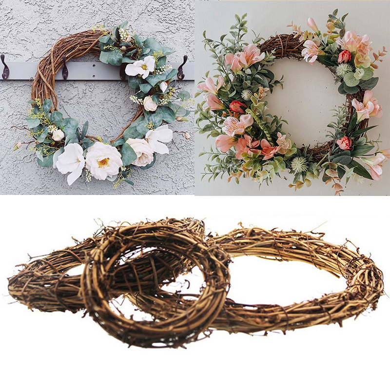 Easter Decoration Flower Wreath Natural Rattan Wreath DIY Crafts Decor Xmas Wreath Hanging Ramadan Decoration Eid Mubarak Deco