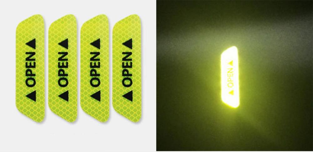 4 PCS/set Car Reflective Strips Car Door Wheel Eyebrow Sticker Decal Safety Mark Reflective Strips Warning Tape Stickers