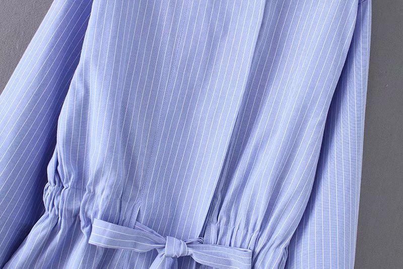 women vintage stand collar striped bow tie drawstring casual smock blouses shirts women chic kimono blusas femininas tops LS2773