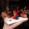 2pcs Cute Christmas Antler Hair Clips Deer Ear Hairpins Festival Moose Mushroom Pine Cones Hair Ball Headwear Hair Accessories