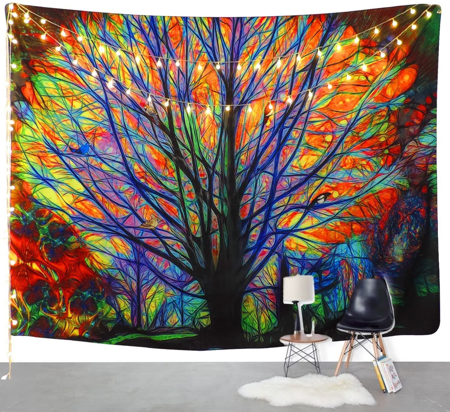 Psychedelic Fantasy Tree Tapestry Wall Hanging Hippie Wall Tapestry Dorm Decor Colorful Wall Carpets Trippy Tapestry Bedspread