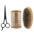 3Pcs/set Boar Bristle Men's Shaving Brush Beard Comb Scissor Kit Male Face Cleaning Beard Brush Shaving Scissor Hair Brush Set