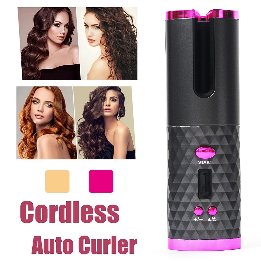 New Portable Wireless Automatic Curling Iron Hair Curler USB Rechargeable For LCD Display Curly Machine With 1 Comb+2pc Clips