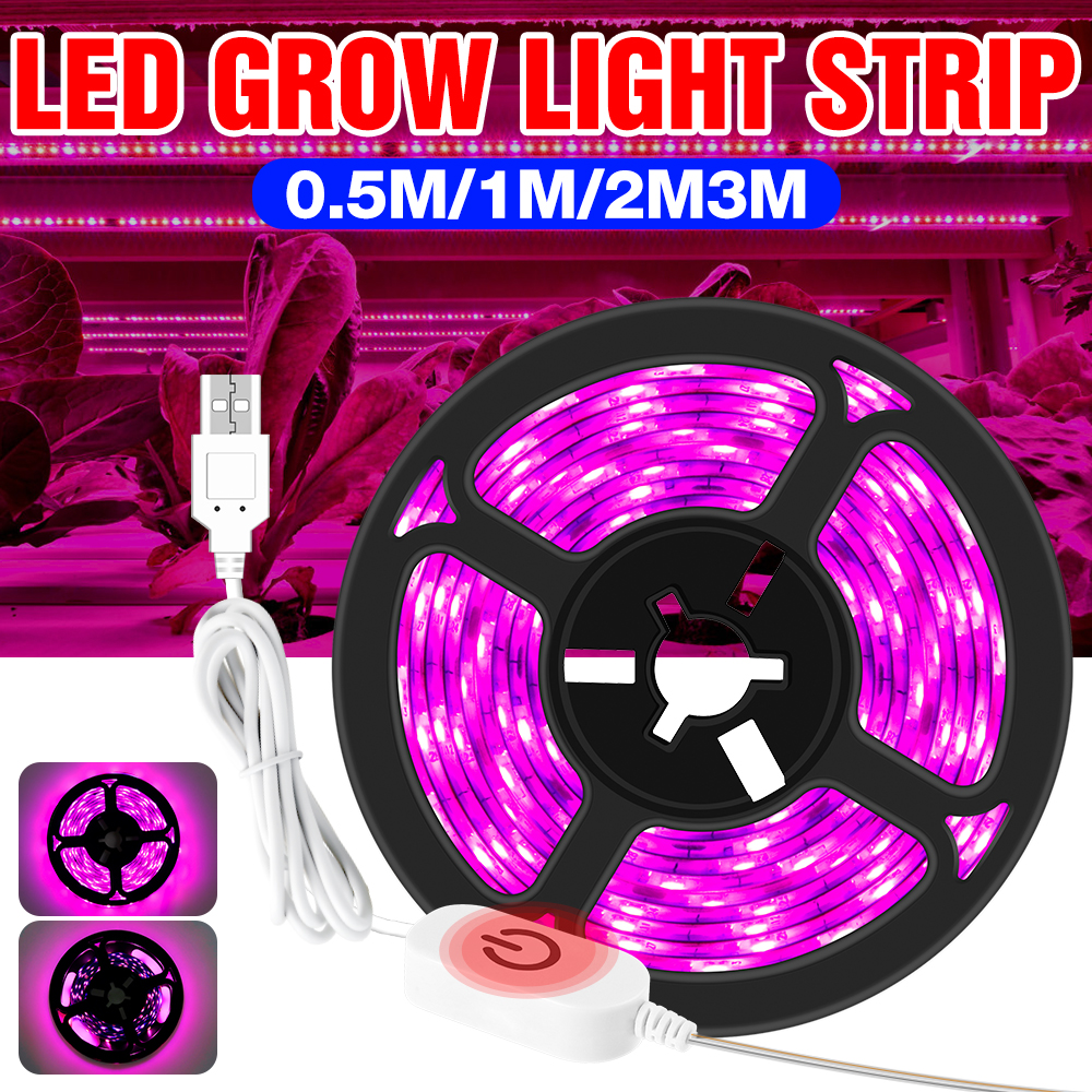 USB 5V Grow Light Strip LED Full Spectrum Plant Lamp SMD2835 Phyto Growth Lamp Strip 0.5M 1M 2M 3M Touch Dimming Flower Lampara