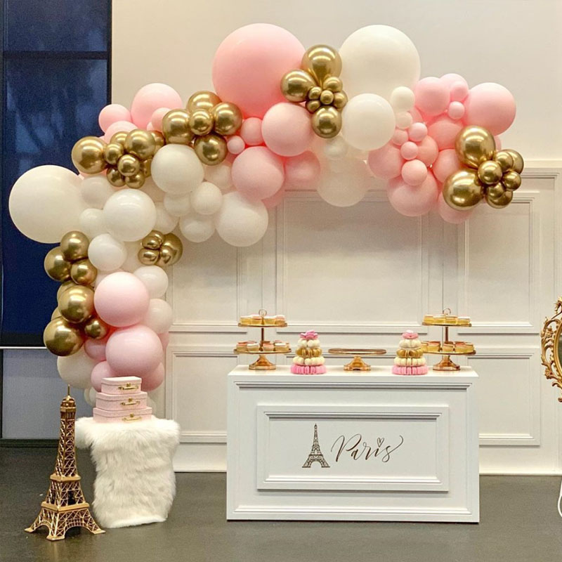 100pcs Macaron Balloons Arch Pastel White Pink Ballon Garland Gold Metal Confetti Globos Wedding Party Decor Baby Shower Balaos