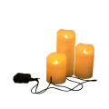 Set of 3 Rechargeable USB Powerd led pillar Paraffin candle wavy edge 7.5CM(Dia.) Wedding Xmas Party bar decor 10CM-12.5CM-15CM