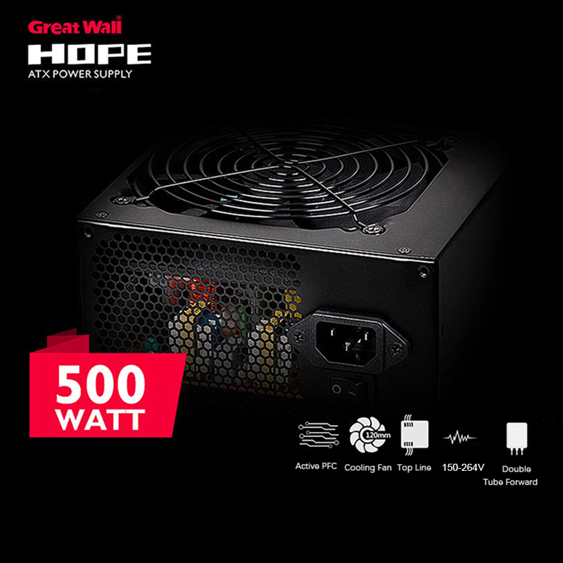 Great Wall PC Power Supply 500W 12V ATX PSU Source Computer Power Supplies APFC 120mm Silent Fan Power Supply Unit For PC