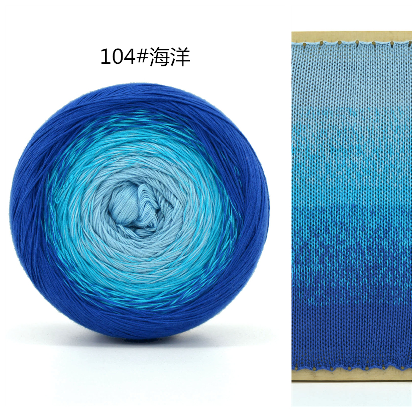Rainbow Gradient Color Cotton Yarn linen 1000M Fancy Hand-Crocheting Yarn for Shawl Children Dress Diy Hand Knitting Materials