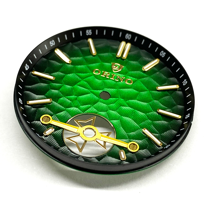 Guilloche pattern watch dial in fume 