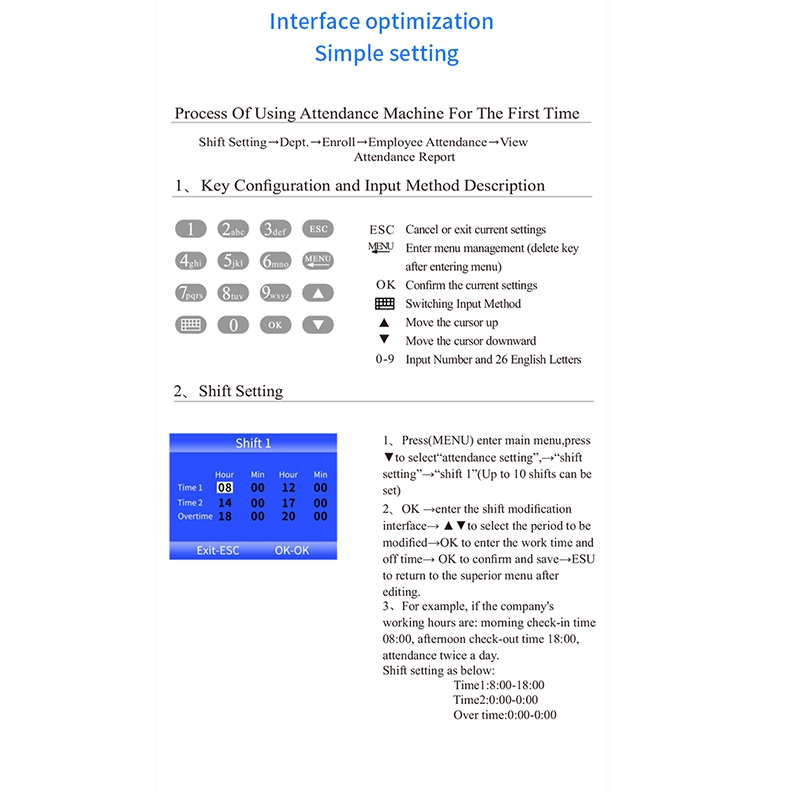 Fingerprint Time Attendance Recorder Machine USB Disk Biometric Recognition Software-English Version US Plug