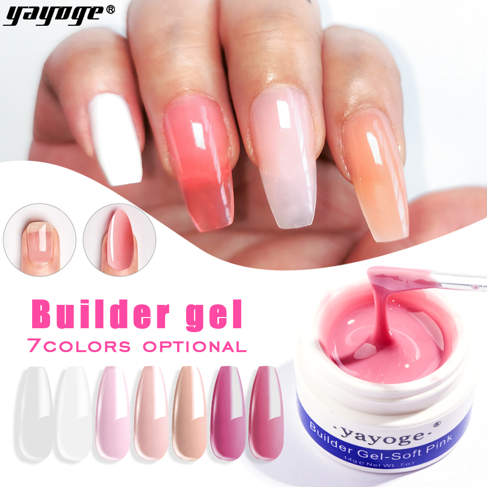 YAYOGE Builder Gel Gel Polish Finger Nail Extension Gel Pink Crystal Camouflage UV Gel Soak Off Jelly Gel Nail Art