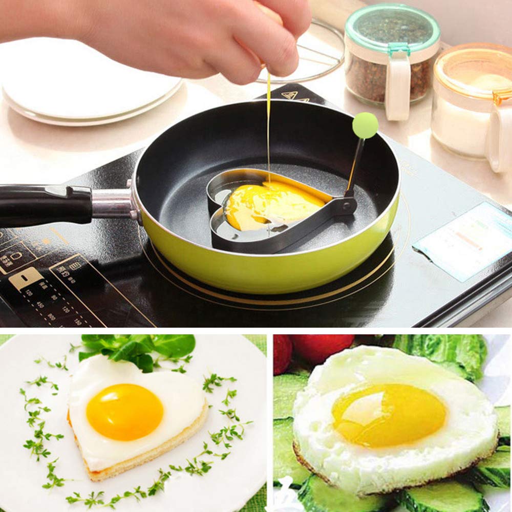 Free Shipping Fried Egg Shaper Stainless Steel Fried Egg Shaper Pancake Ring Circle Mold Heart Shape Kitchen Tools Accessories