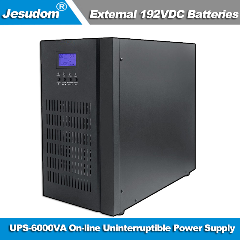 Uninterruptible Power Supply 6KVA UPS External 192V Batteries Bank to 220AC 50HZ Pure Sine Wave Online DC to AC Converter