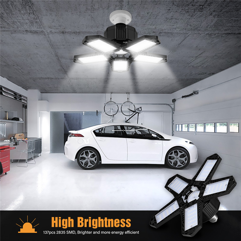 100w LED Garage Light 8000 Lumen 5 Leaf Deformation Fan Ceiling Light E26 Industrial Lamp For Home Workshop Warehouse 85-265V