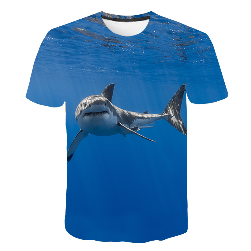 Summer 3D Fierce Shark kids T Shirts Blue Sea Fish boys and girls T Shirts Dreamy T Shirts New Design Tees Tops Dropshipping