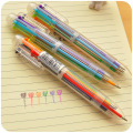 Creative cartoon 6-color ballpoint pen multi function press ballpoint pen student stationery pen