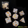 Bescon Intensive Glitter DND Dice 7pcs Set VEIL MIST, New Glitter Polyhedral Die set d4 d6 d8 d10 d12 d20 d%, Brick Box Package