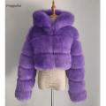 Women Fashion Luxury Faux Fur Coat Hooded Autumn Winter Warm Overcoat Woman Warm Fake Fur Solid color Coats Female Ladies
